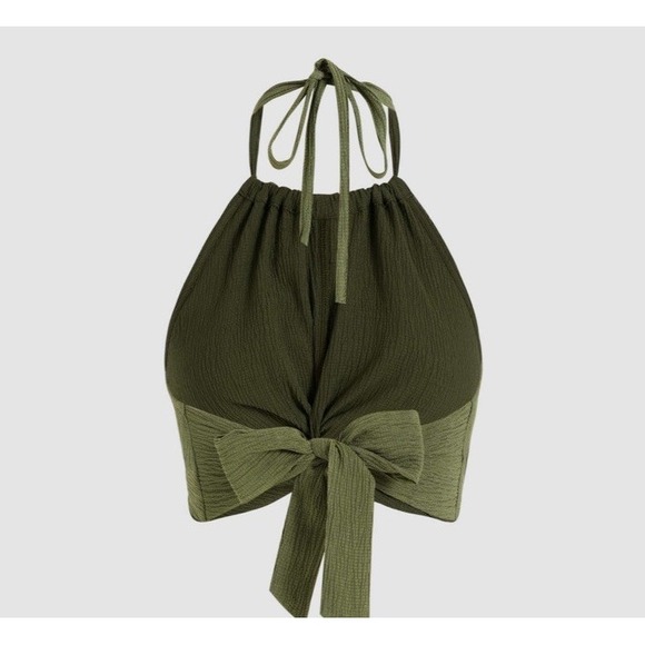 CIDER Womens Sz M Twisted Halter Top Cropped Boho Ethical Simple Y2K Streetwear - Picture 5 of 12